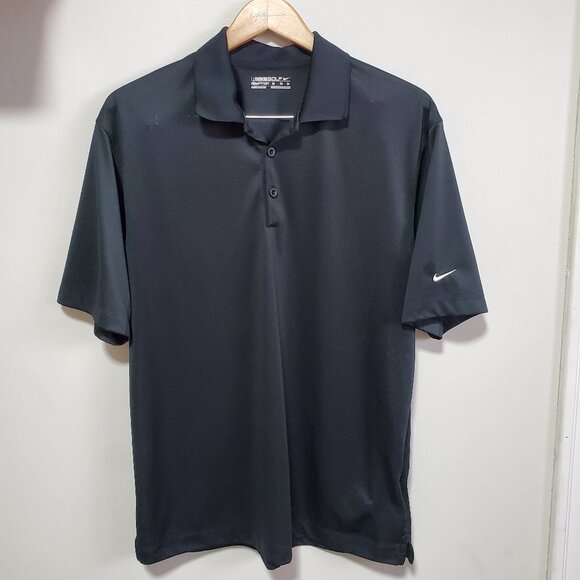 NIKE Golf FitDry Polo Shirt Top Engineered Mesh Fabric Black White Men's Medium - Picture 1 of 13